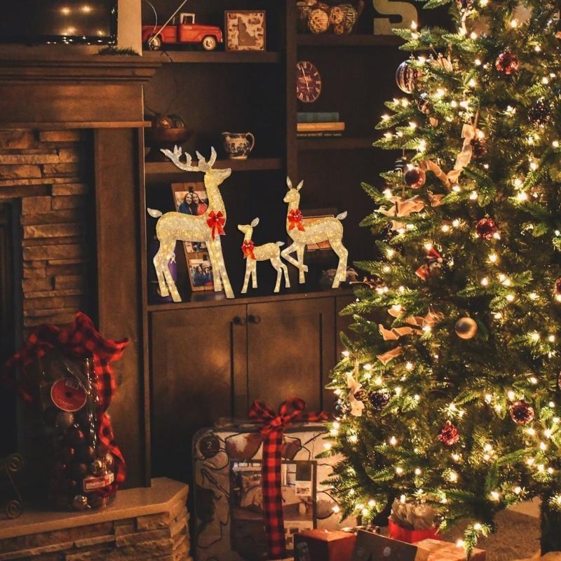 LED Gardening Decoration Christmas Reindeer Ornaments Light-Up Figure Stake