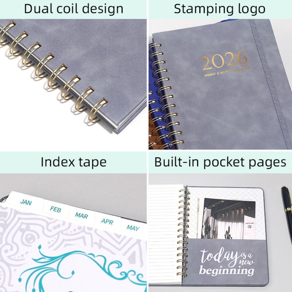 PU Leather Cover Coil Schedules Notebooks A5 Daily Notebook Daily Planner Notepad  Record