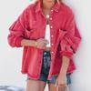 European/American Retro Denim Jacket - Women's Lapel Long-sleeve Streetwear with Raw Edge and Distressed Details.