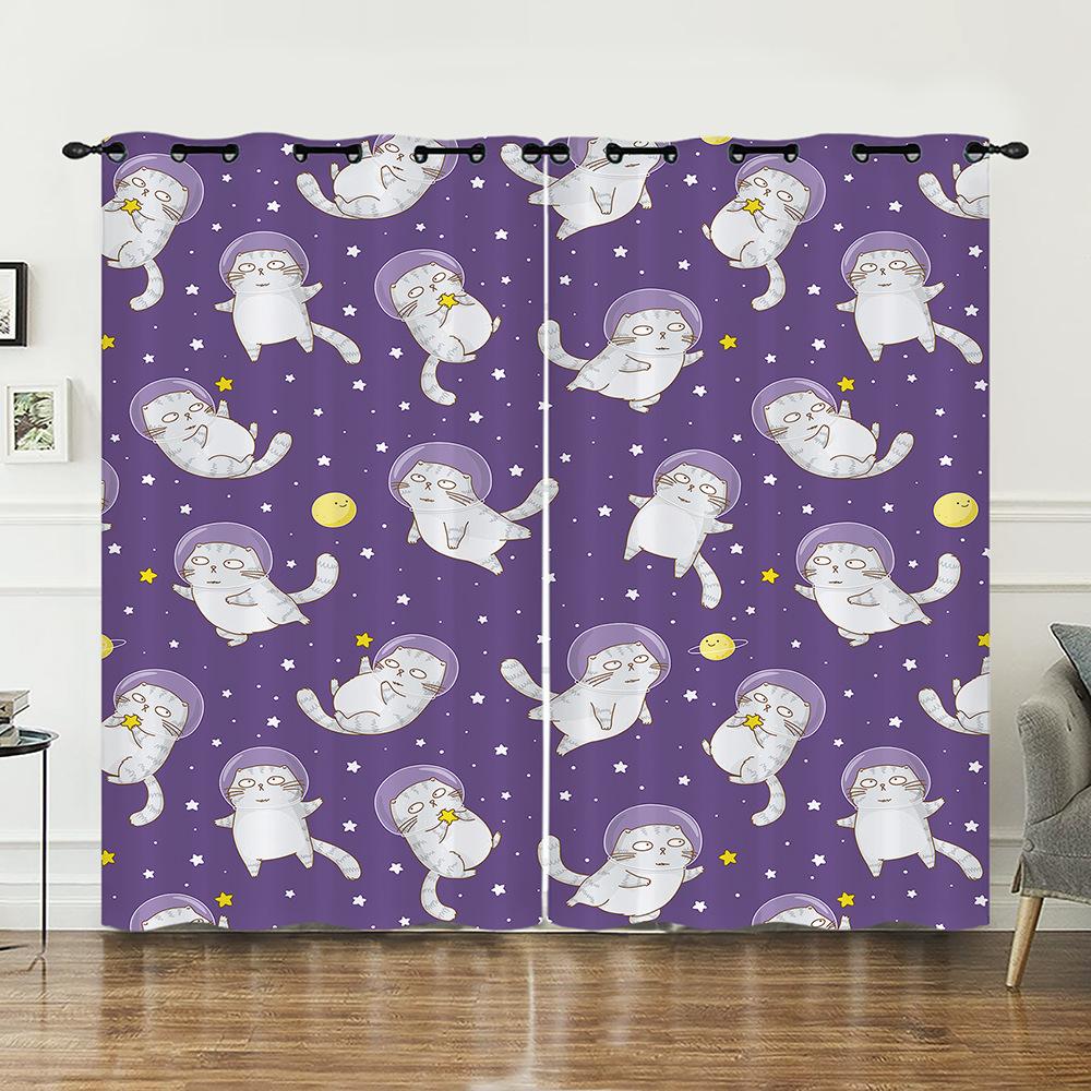 Curtains Bedroom Curtains Digital Printing Astronaut Planet Starry Sky Blackout Curtains
