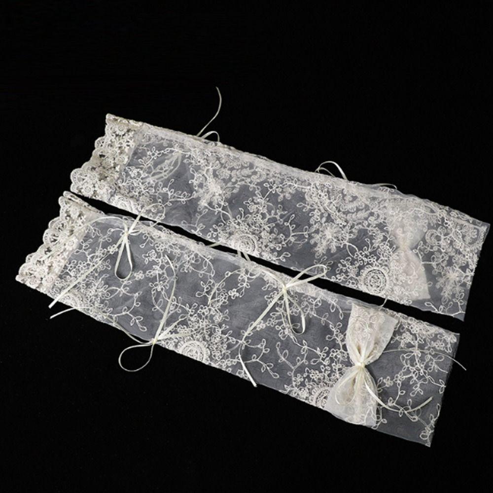 Französischer Stil Braut Spitze Schleife Langes Haarband mit Schleifenband Bestickt Braut Hochzeits Kopfschmuck