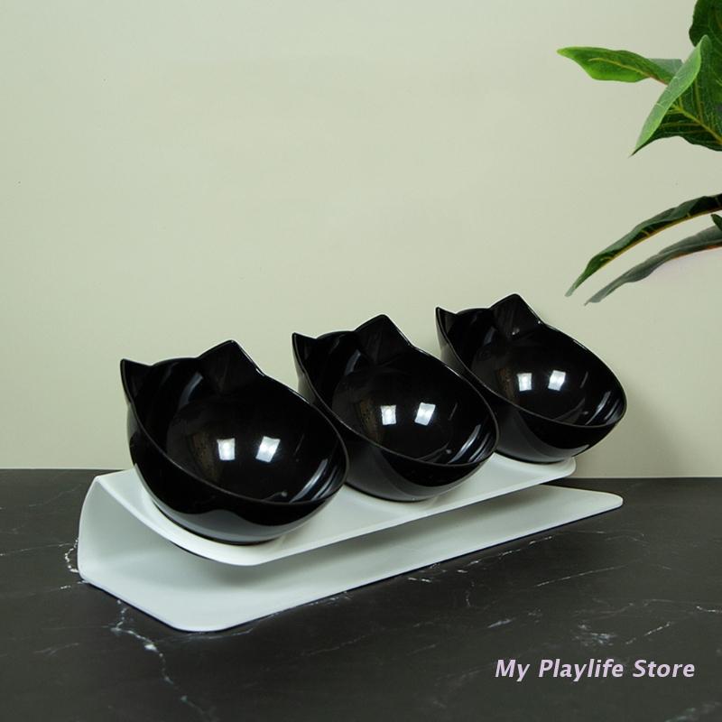 Cats Dog Feeding Dish Bowl 15° Tilted Food Drinking Water Bowls Neck Guard Raised Feeder for Puppy and Kitten Pet Feeding