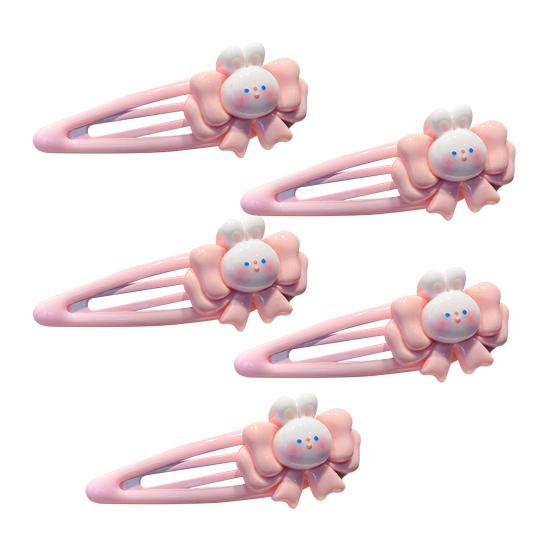 5 Stück Mädchen Haarspange Cartoon Hase Stern Dekor Haarspange Keine Kopfhaut Seitenpony Haarspange Kindliche Haaraccessoires