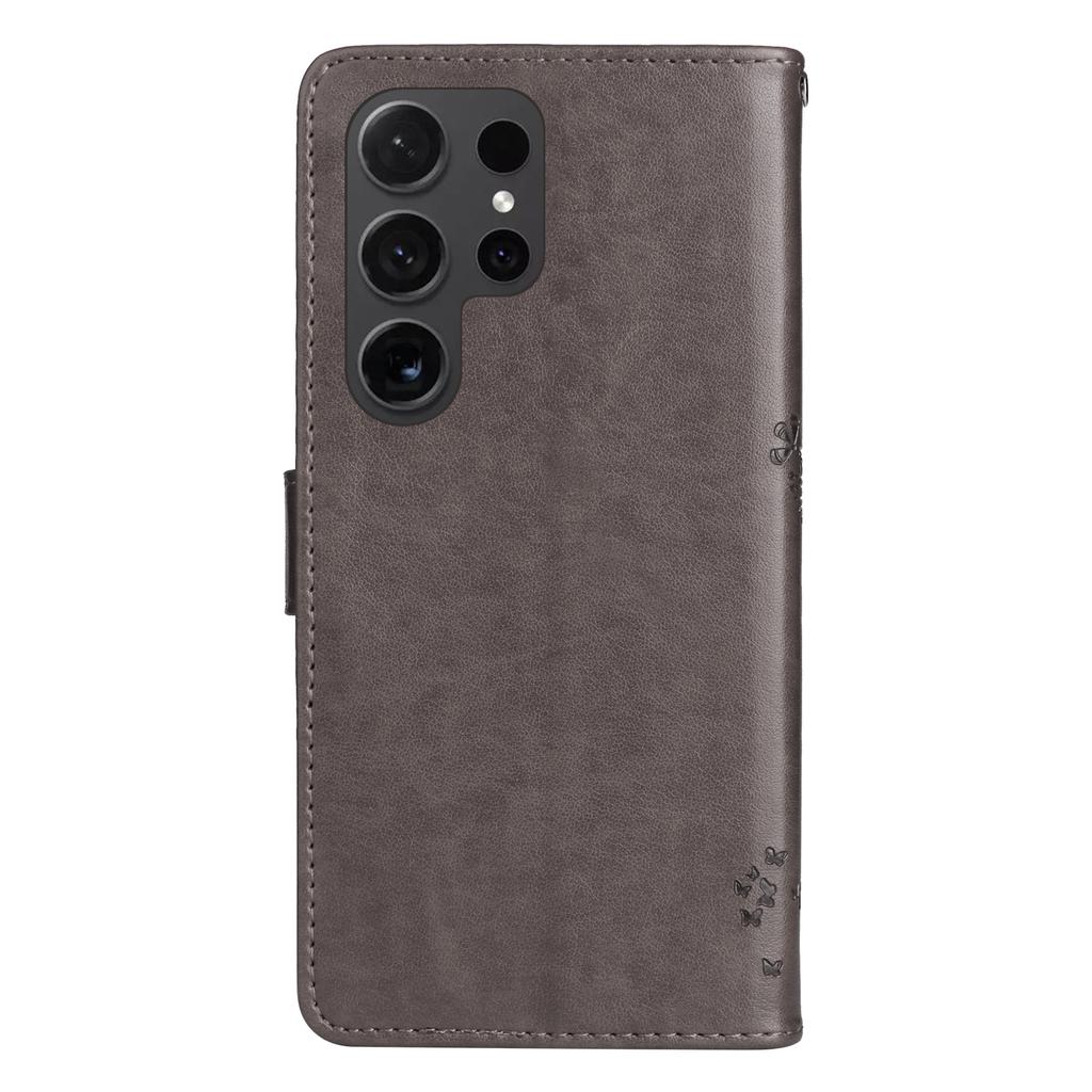 For Samsung Galaxy S24 Ultra Phone Case with Stand Cat Tree Pattern Leather Wallet Mobile Cover