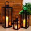 Set of 3 Square Candle Lanern Perfect Size Home Decoration Outdoor Wedding Lanterns With Tempered Glass