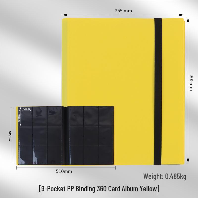 4-Pocket Solid Color PP Card Storage Album with Elastic Band, Large Capacity for Game Cards or Photos - Holds 160 Cards