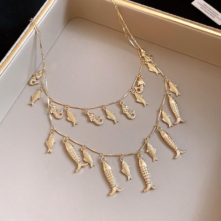 Double Layer Pattern Necklace Set Retro Luxury Clavicle Jewelry