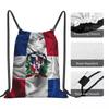 Dominican Republic Flag Backpacks Portable Drawstring Bundle Pocket Sports Bag Book Bags for Travel School
