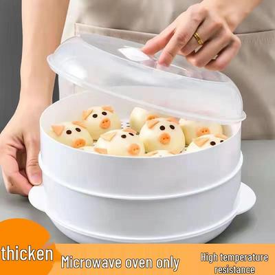 Mikrowellen-Dampfgarer für Teigtaschen und Baozi – Mehrschichtiges Plastik mit Deckel