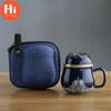 Hi Ceramic Teacup with Infuser and Lid Portable Travel Coffee Cup with Filter and Bag 320ML