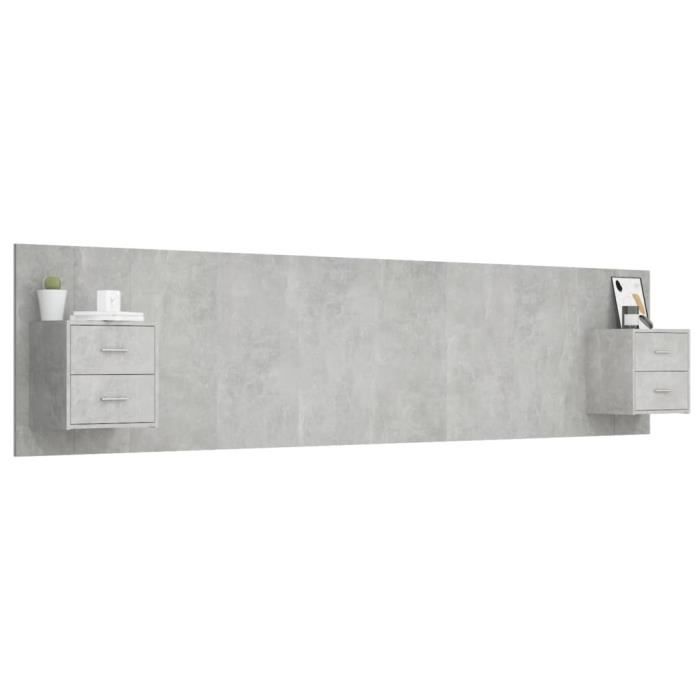 VidaXL Tête de lit avec armoires Gris béton Bois d'ingénierie 3115759