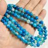 6 8 10 MM  Matte Natural Stone Beads Polished Blue Stripes Agates Stone Beads Diy Spacer Loose Beads for Jewelry Making Bracelet
