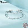 Bamoer Vícevrstvý prsten ze stříbra 925 pro ženy, otevřený nastavitelný široký prsten pro dospívající dívky Módní šperky