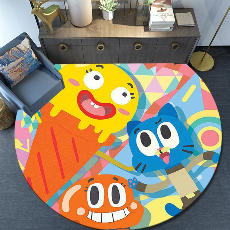 The Amazing World of Gumball3 Round Area Rug,Carpet Rug for Living Room Bedroom Sofa Playroom Decor,Non-slip Floor Mat