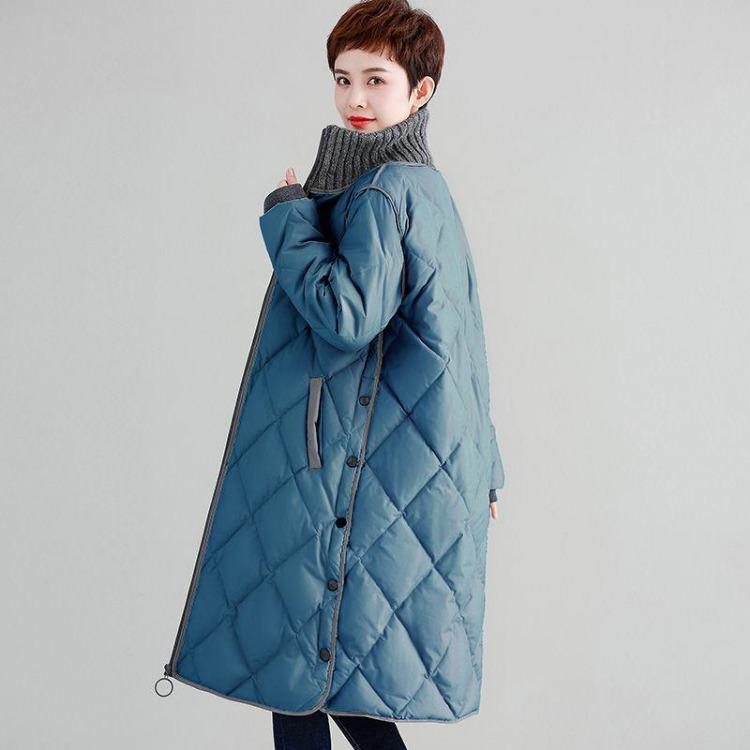 Warm Thickened Winter Coat Women Loose Over Knee Cotton Padded Jacket Mid Length Large Size
