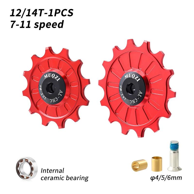 MUQZI Derailleur Ceramic Pulley Wheel 11T 12T 13T 14T 7-11 Speed Bike Rear Derailleur Jockey Wheel for Shimano Sram