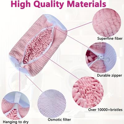 1pc Washing Shoes Bag Padded Net Laundry Shoes Protector Fluffy Fibers Polyester Sneaker Washing Friendly Laundry Bag Drying Bag