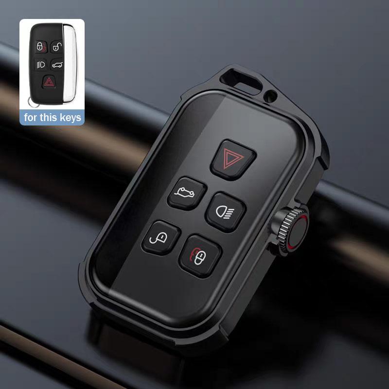 

Aluminum Alloy Leather Car Remote Case Cover Holder Shell for Land Rover Range Rover Sport Evoque Velar Freelander 2 Discovery 5