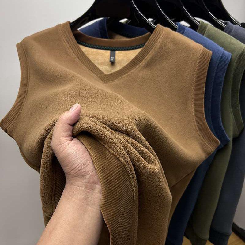 Padded Vest Women Winter Sleeveless Undershirt Double-sided Velvet Warmth Thickened V-neck Elastic Bottoming Fir