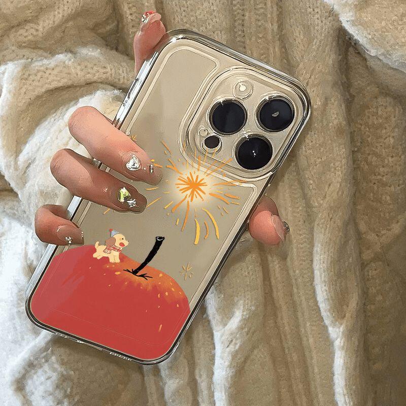Cute Get Lucky Apple Cell Phone Case For iPhone 16 15 11 12 14 13 Pro Max Mini XSM XR 7 8 Plus Kawai Happy New Year Silica Cover