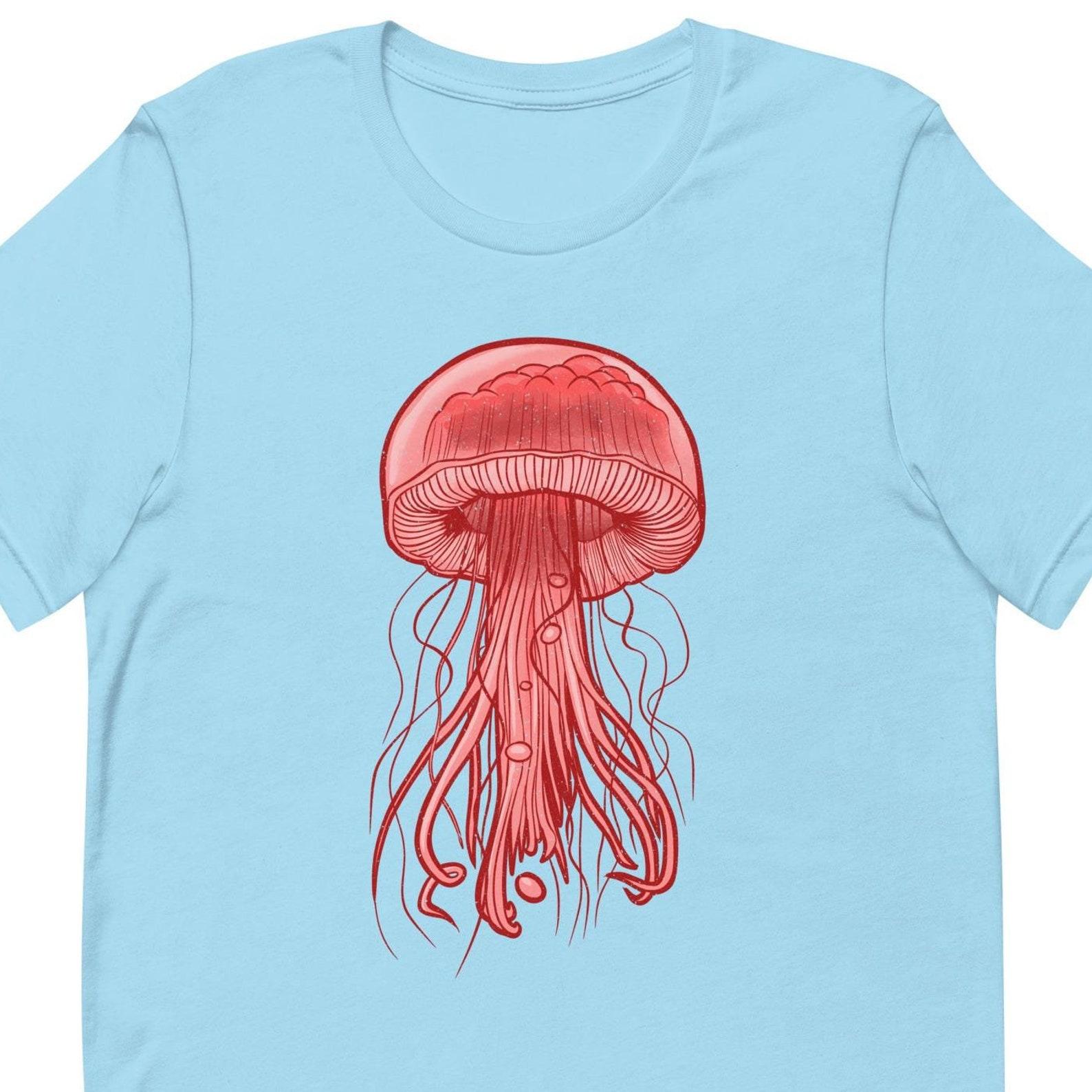 Jellyfish Art T-Shirt, Sea Life Zoology Shirt L