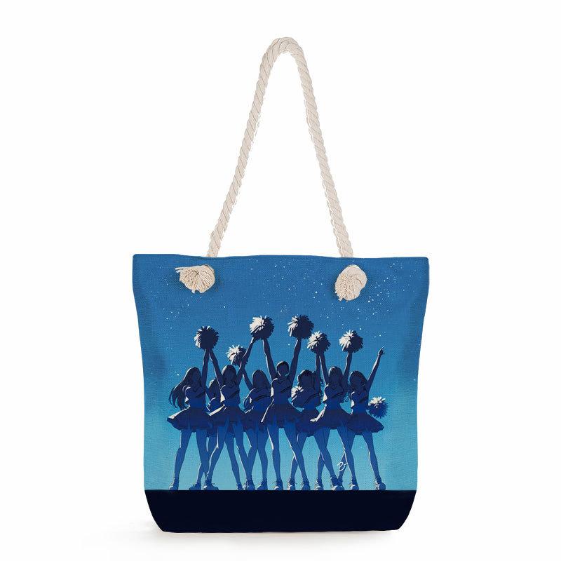 Multifunctional Rhythmic Gymnastics Printed Thick Rope Shoulder Beach Bag 7580