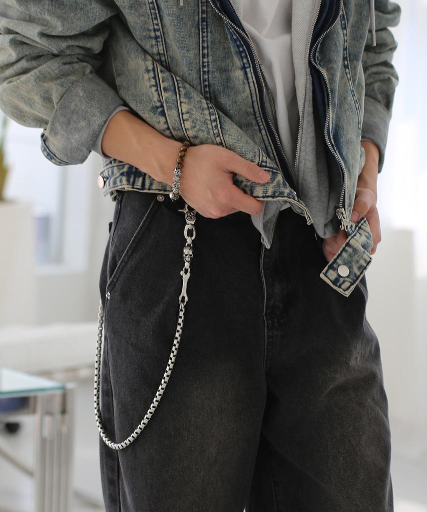 SHOVEOFF Svc-534 Handmade Skull Antique Silver Pants Chain