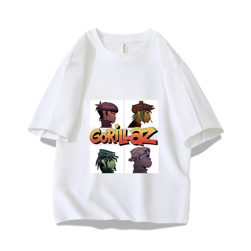 Music Band Gorillaz Punk Rock Print 100 Cotton T Shirt Unisex Women Summer 90s Oneck Cotton Short Sleeve Tshirt Vintage Y2K Tee