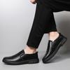 Men's one-pedal business casual leather shoes rubber sole non-slip and wear-resistant round head lightweight and versatile driving shoes