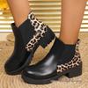 Plus Size Leopard Print Martin Boots – Round Toe, Thick Sole, Short Boots for Women, Spring/Autumn 2025