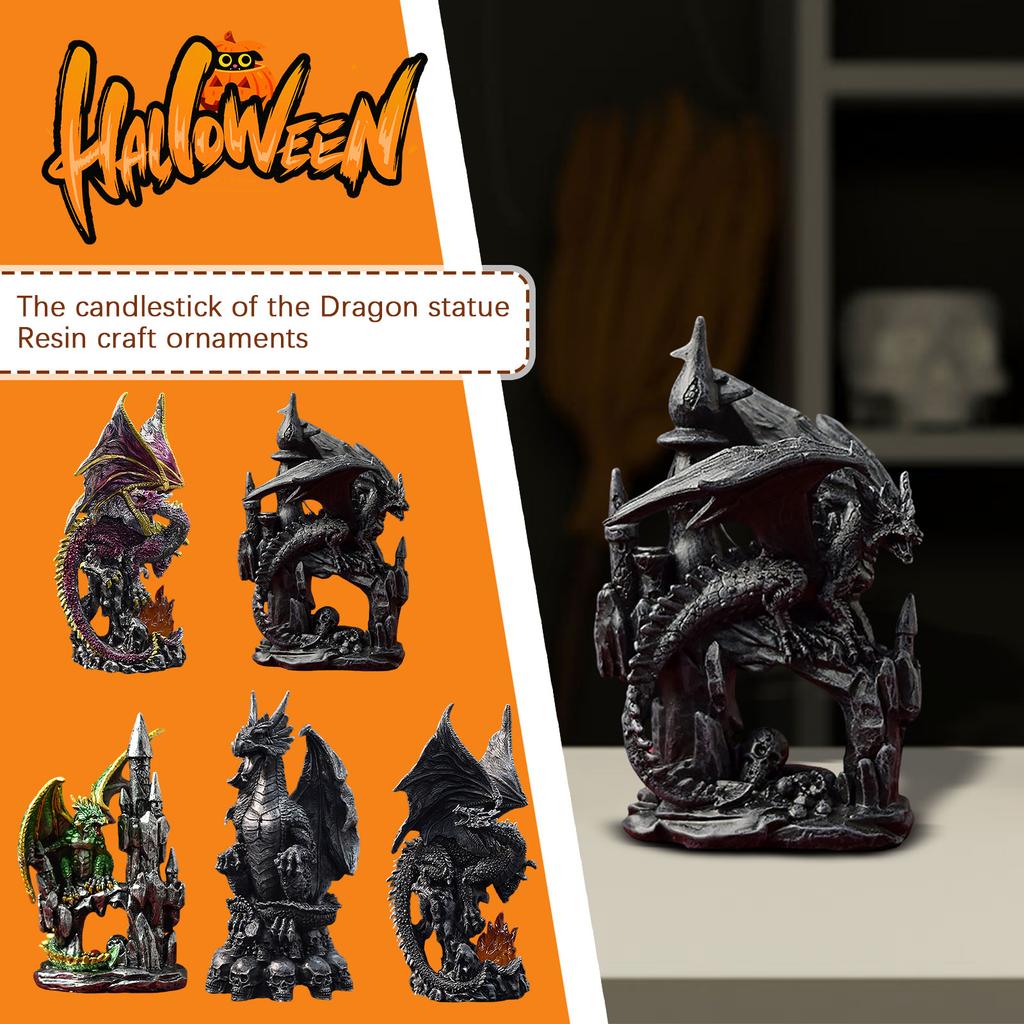 Drage Statue Resin Håndverk Dekorative Ornamenter Halloween Skrivebordsdekorasjon