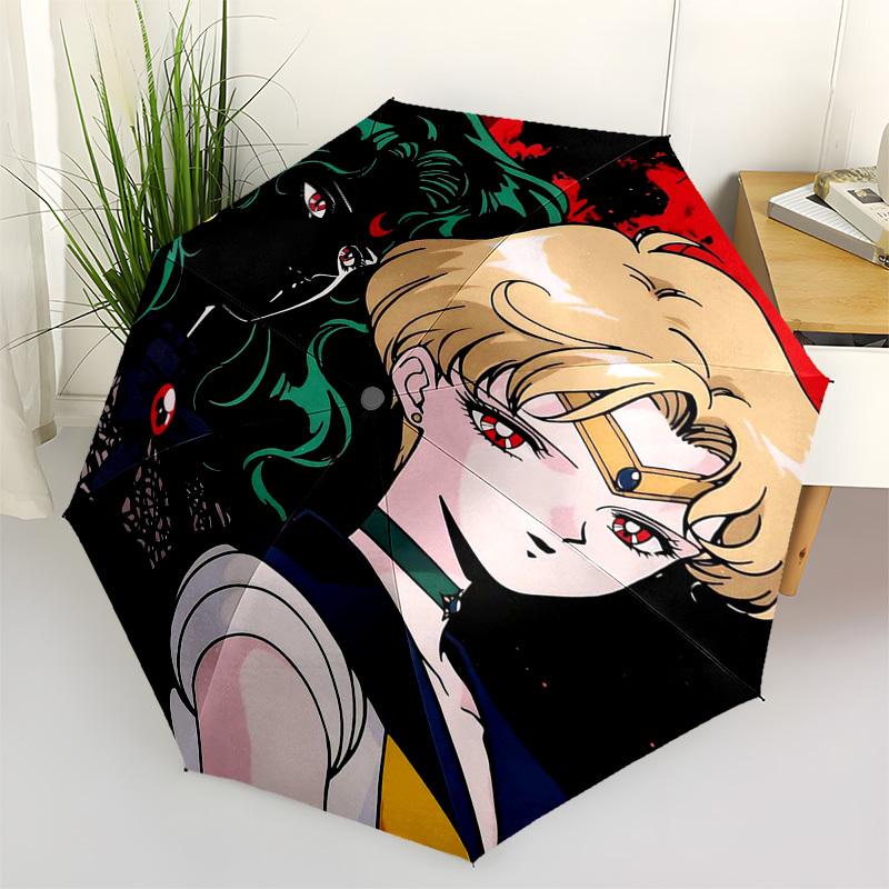 

1pc Sailor Moon & Luna Outdoor Umbrella - Automatic Opening/Closing, Portable 3-Fold Design, 8-Rib Iron Frame, Ideal Gift for Fans, Travelers, Da