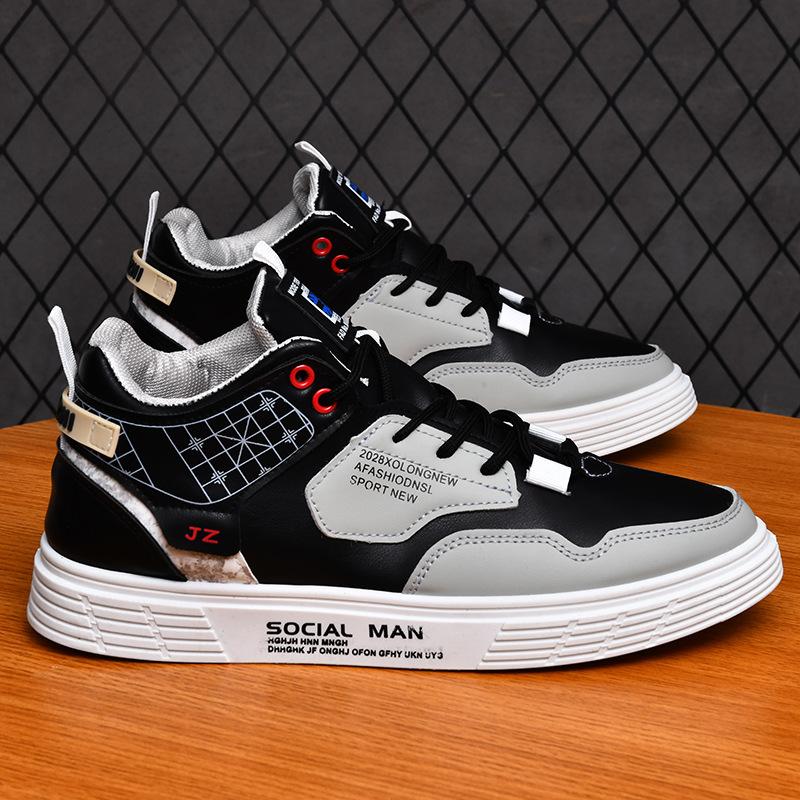 

Весна и осень 2025 года новая мужская обувь в стиле Гонконга, трендовые студенческие кеды, корейская версия, спортивная и повседневная обувь, кожаная обувь с высоким верхом 39