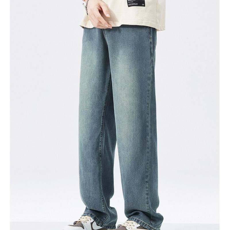 

Теннисные джинсы Весенние и летние Свободные Прямые Стрейч Тонкие Джинсовые Брюки 40