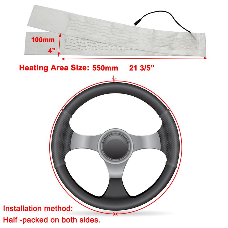 Dahili Araba Direksiyon Isıtma Kiti Evrensel 12V Karbon Fiber Isı Pedleri Bağımsız Anahtar Kontrol Sistemi Kablo Demeti ile