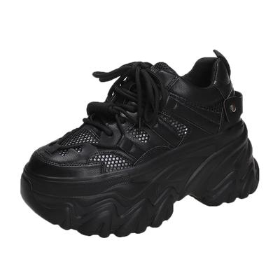 Fashion 2024 Summer Breathable Mesh Sneakers 8CM Hidden Heels Spring High Platform Sports Dad Shoes Woman Wedges Casual Chunky Sneakers