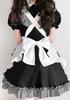 JUNDOMECY Cute Checkered Maid Plus Size Maid Short Black and Photo School Party Costume, High-Quality Set, Small, Cosplay, Sleeves, Ruffles, White,