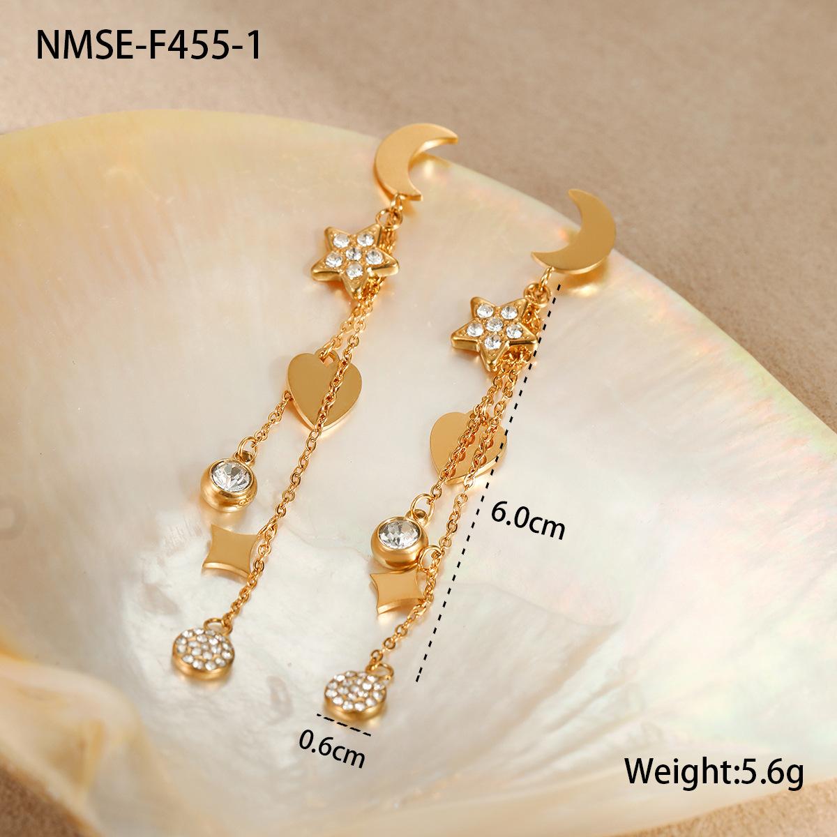 GEMCHIC Women s Stainless Steel Star Moon Tassel Earrings 18K Gold Plated Fashion Designer Earrings for Party Wedding Daily Life