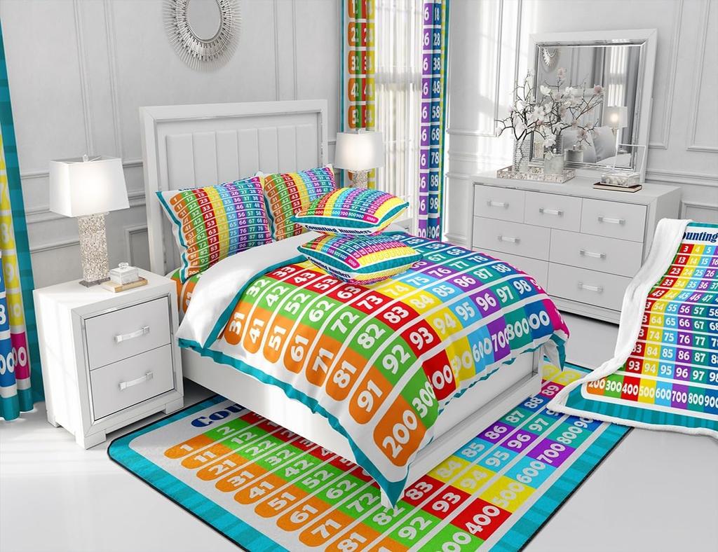 Counting Numbers Educational Blanket Soft Sherpa Throw Learning Tool for Kids Math Practice Bedroom Nursery Decor