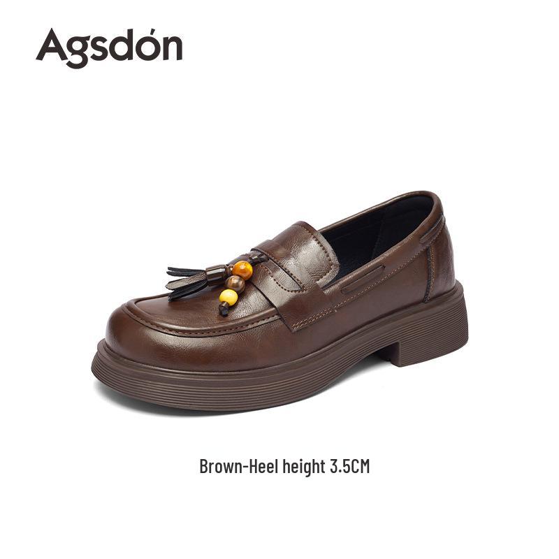 

Augusden Women’s Chunky Sole Loafers - 2025 Autumn Vintage Beaded Slip-on Shoes 36 коричневый