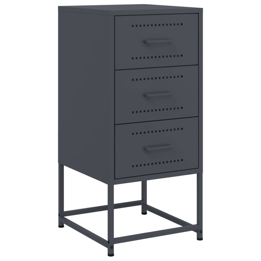 Vidaxl Szafka Nocna, Antracytowa, 36X39X78 Cm, Stal
