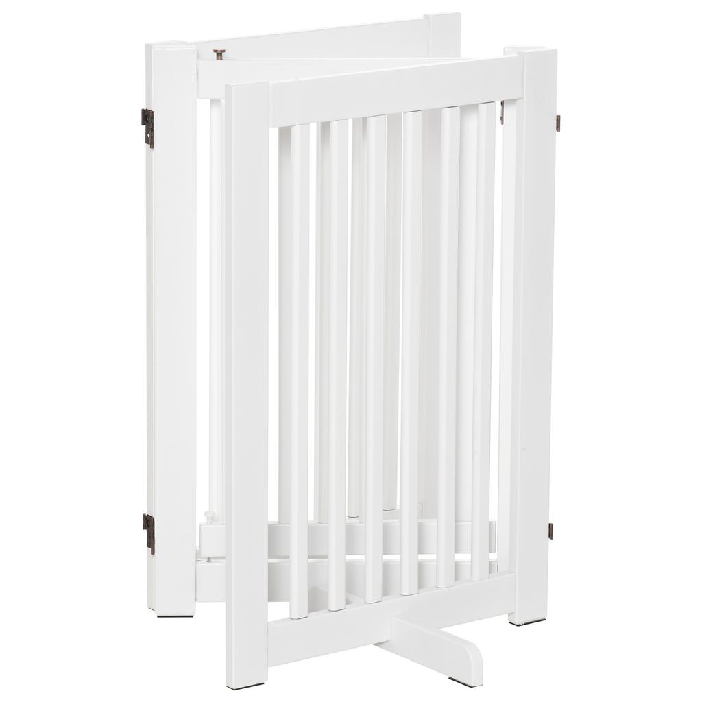 Freestanding Dog Gate, Foldable Pet Fence, Indoor Barrier, Stair Gate with Support Feet, 155 x 76 cm, White