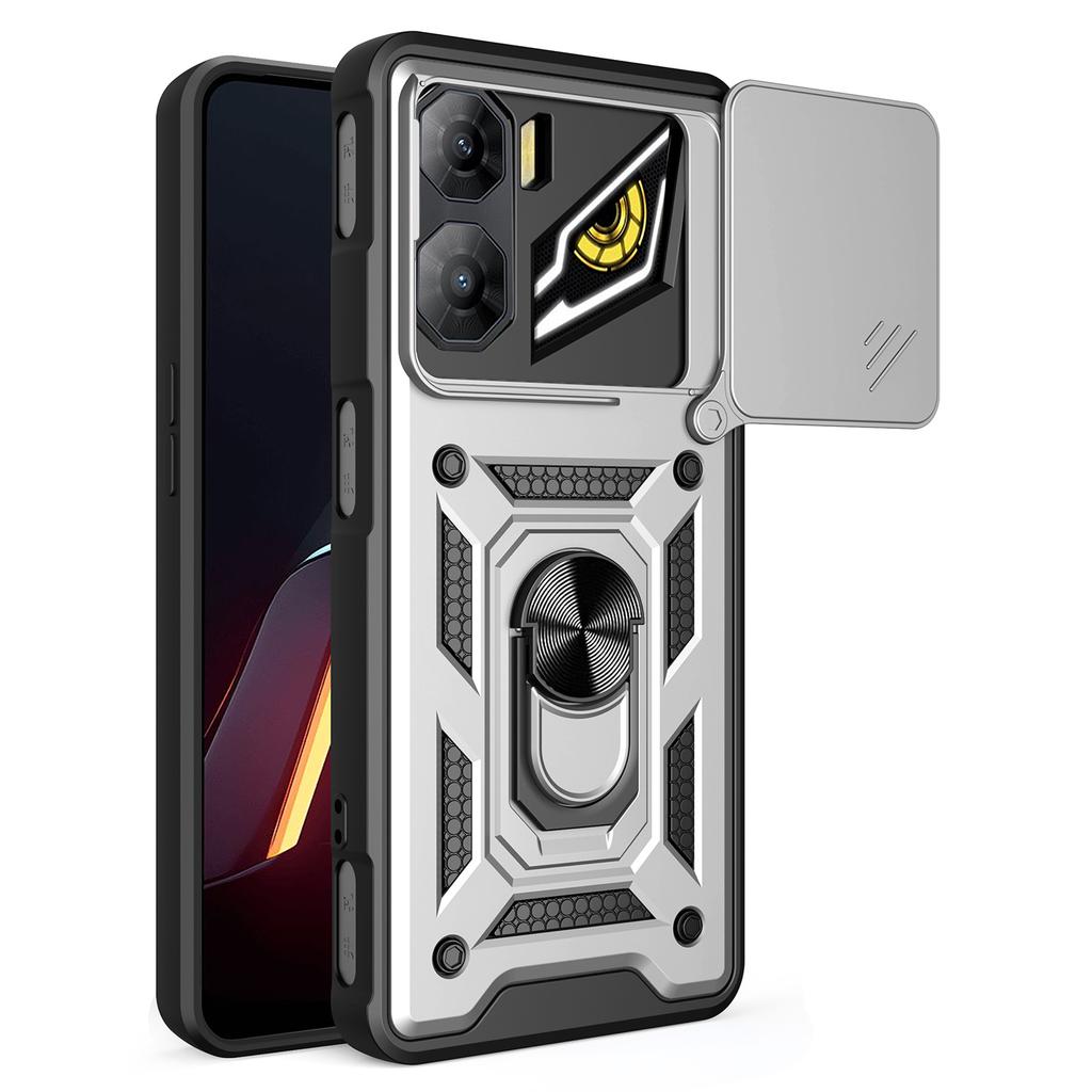 For ZTE nubia Neo 3 5G Case with Slide Camera Lid PC+TPU Kickstand Phone Cover