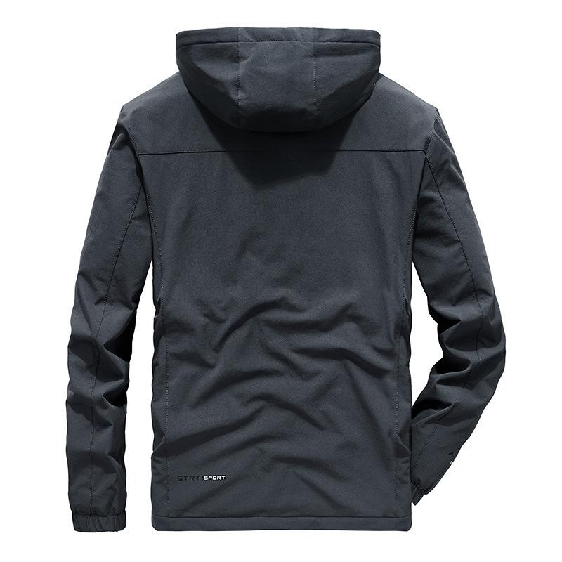 Autumn and Winter New Fleece Jacket Men's Casual Outdoor Hooded Large Size Elastic Jacket Jacket