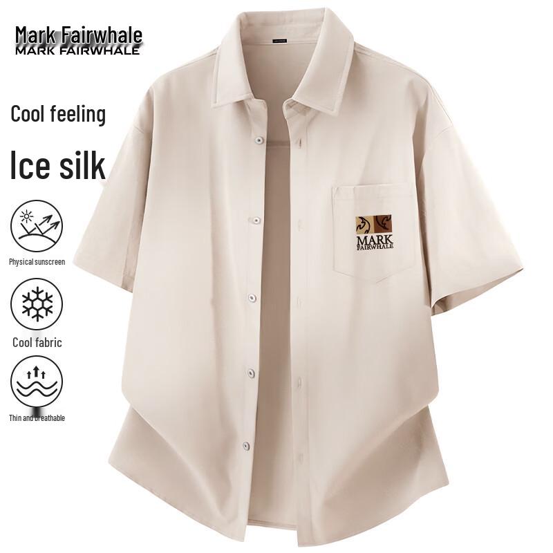 Mark Fairwhale Men s American Retro Ice Silk Short Sleeve Shirt 3XL