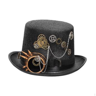 Steampunk klobouky, kostým, gotická čelenka, rustikální plstěné fedory, fedora pro klub, halloween, pódium