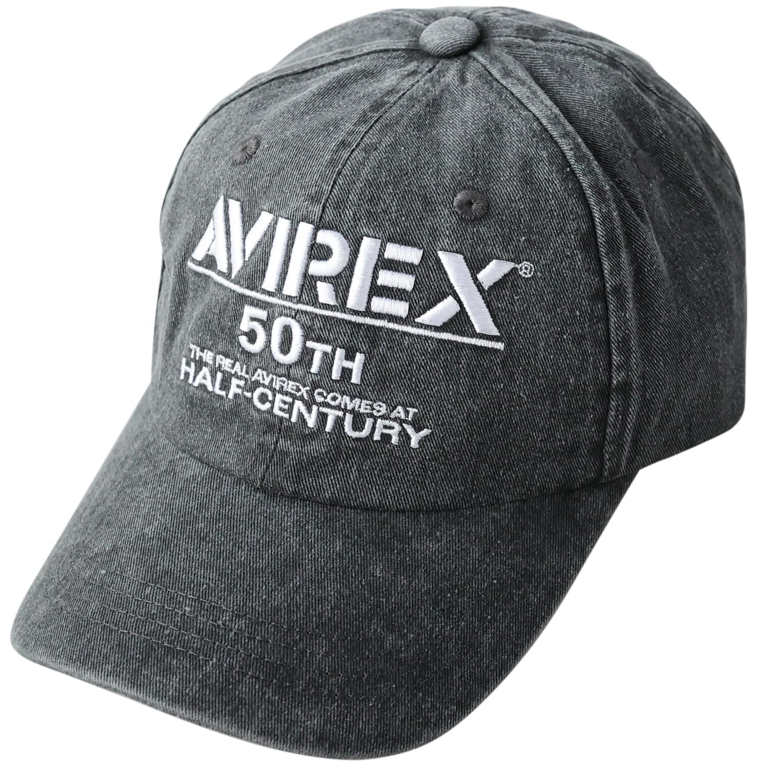 AVIREX Military Pigment Baseball Cap Free 50th Anniversary Edition Men s 6-Panel Low-Profile (JP, Alphabet, Size, Black)