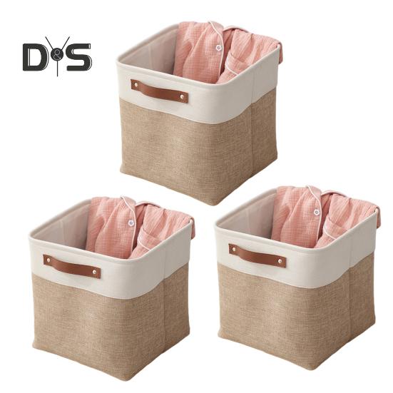 3Pcs Storage Baskets with Reinforced Handle Large Capacity Foldable Design Multipurpose Toys Clothes Storage Organizers