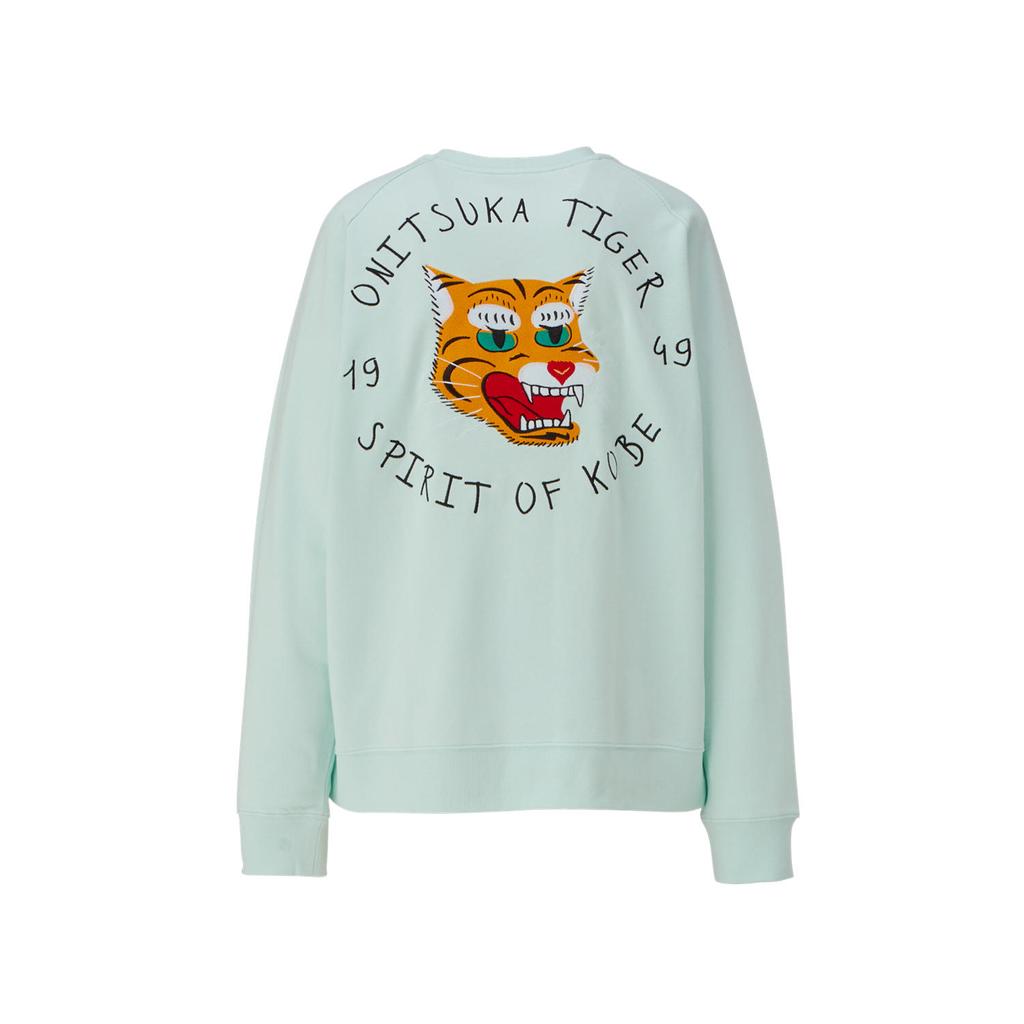 ONITSUKA TIGER Logo Print Animal Pattern Embroidered Casual Crew Neck Pullover Long Sleeve Sweatshirt Unisex Sweatshirt Light-Green 2183B182-301