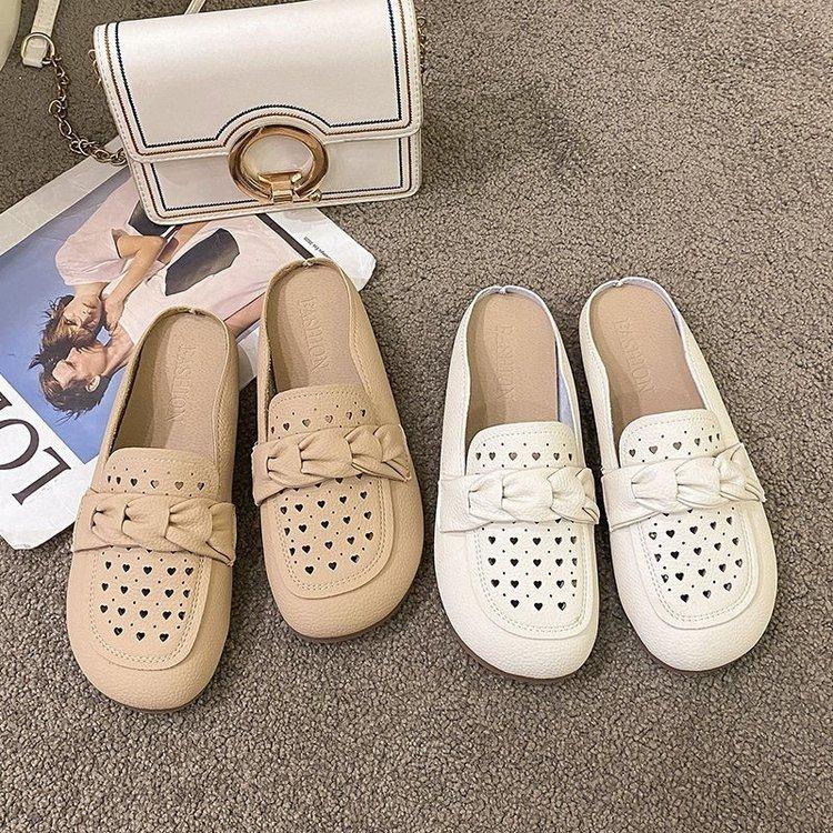 Soft bottom bag head half slippers hollowed out spring and summer new retro casual lazy cool slippers